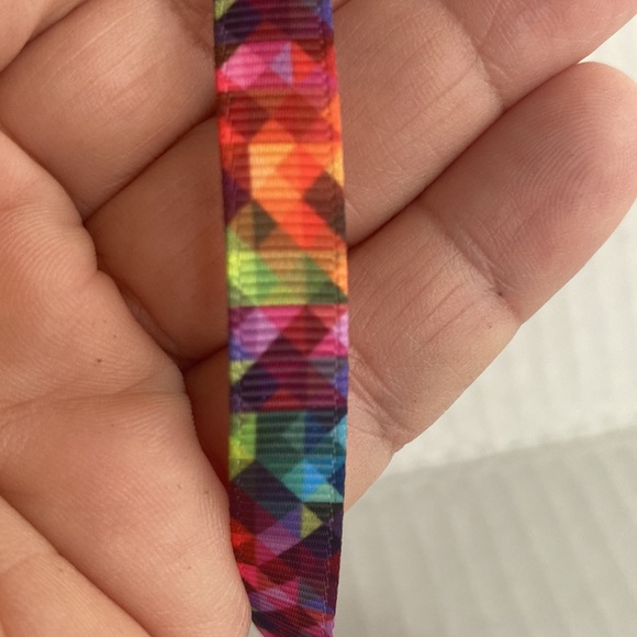 5/$10 4 YARDS Gemstone Prism Geometric Grosgrain Ribbon 3/8" wide - Picture 3 of 3